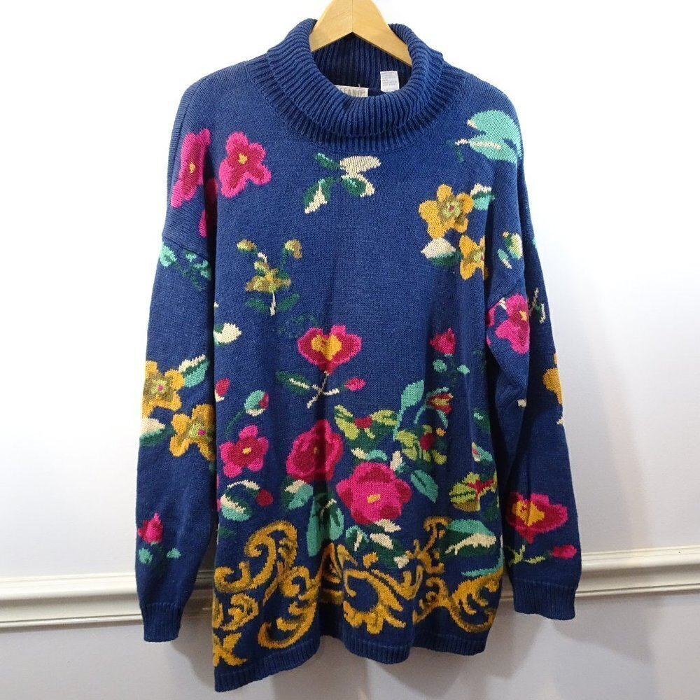 Stefano Vintage Sweater 80’s 90’s Multicolor Slouchy Size 18/20 Floral Print